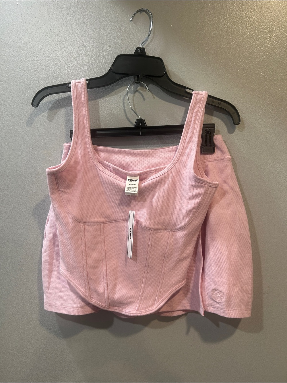 PINK Victoria's Secret Light Pink Corset-Style Tank Top